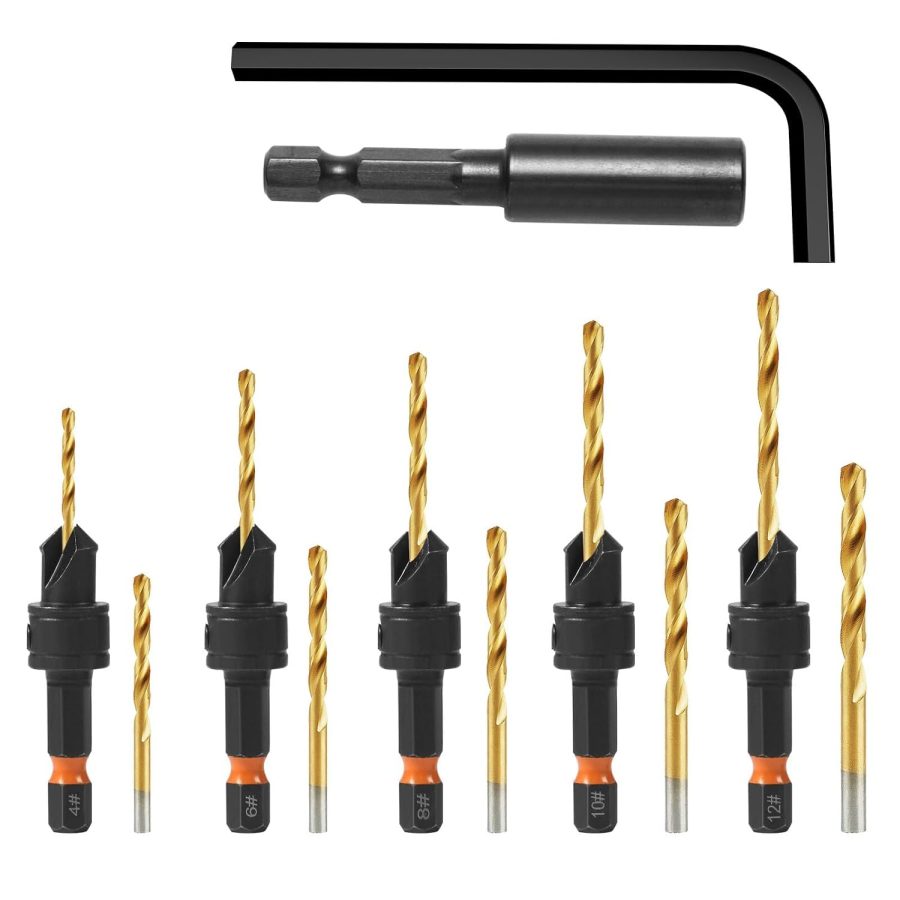 12-Piece Adjustable HSS Countersink Drill Bit Set