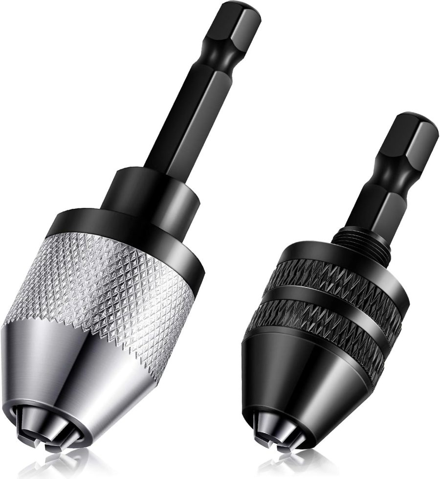 2-Piece 1/4 Inch Keyless Drill Chuck Adapter