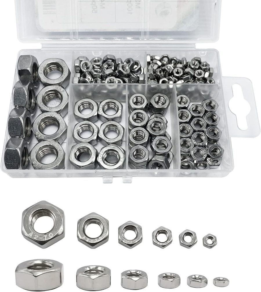 210-Piece 304 Stainless Steel Hex Nut Kit