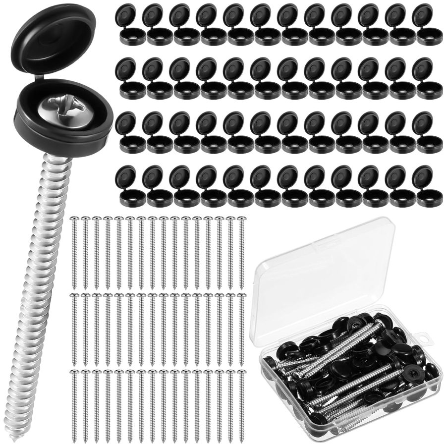 48-Set 3 Inch Shutter Fastener Screws with Caps